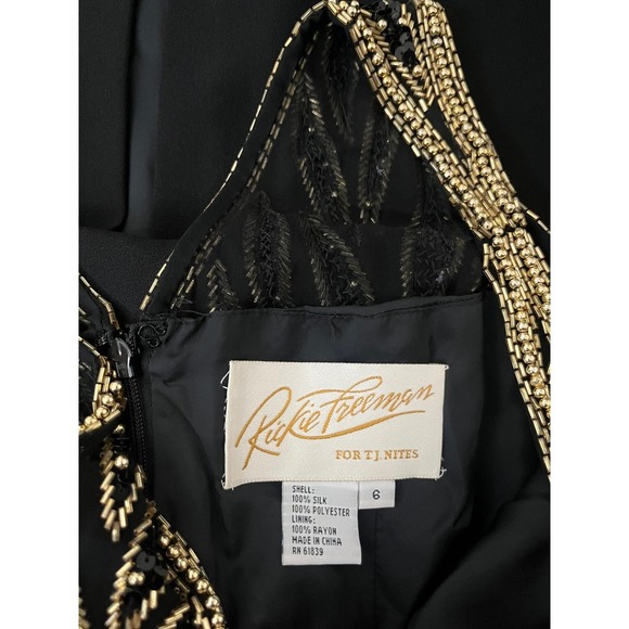 Vintage Rickie Freeman Black and Gold Gown - Size 6 - Picture 9 of 14